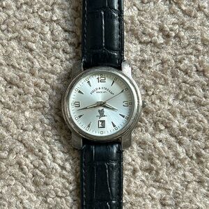 Field & Stream women’s vintage black/silver genuine leather adjustable‎ watch